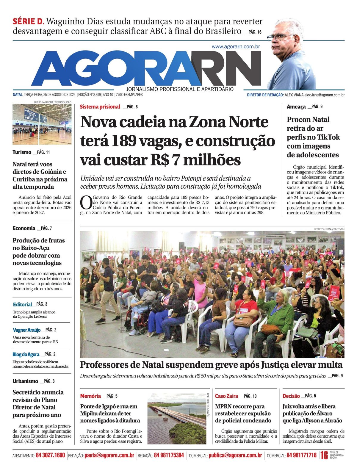 Capa da edição 2.399 do jornal Agora RN