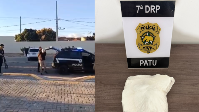 Polícia Civil apreendeu quase 700 gramas de cocaína durante abordagem em Patu. - Foto: reprodução