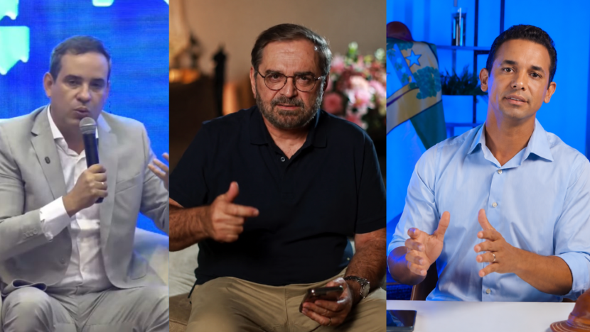 Montagem mostra três candidatos ao Governo do Rio Grande do Norte que terão atos de abertura de campanha em Natal