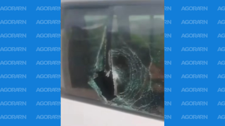 Vidro lateral de veículo aparece quebrado após ser atingido por uma pedra