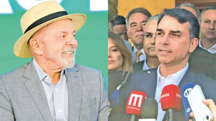 Presidente Luiz Inácio Lula da Silva e senador Flávio Bolsonaro (PL-RJ) — Fotos: Ricardo Stuckert/PR e reprodução Instagram