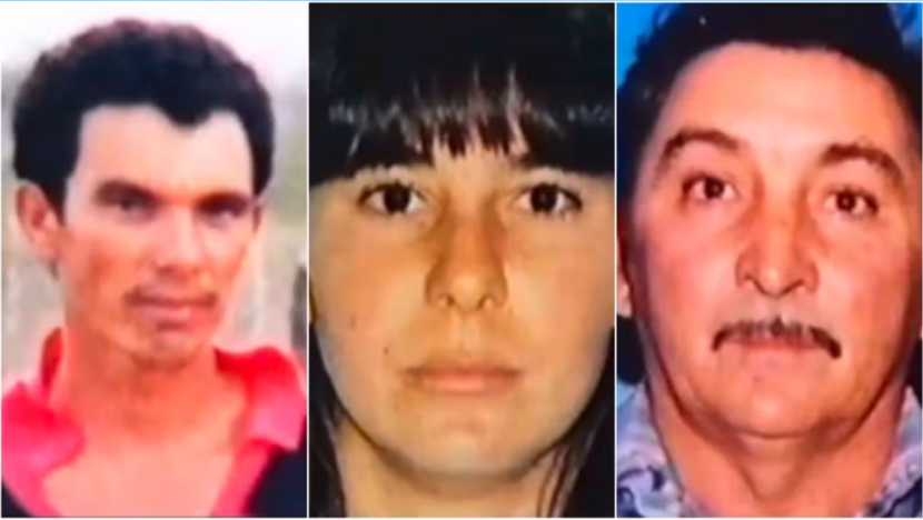 Montagem com três fotografias de pessoas relacionadas ao caso de duplo homicídio ocorrido em São João do Sabugi