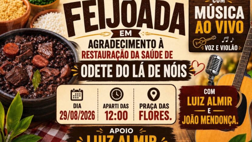 Convite para feijoada em agradecimento pela recuperação de Odeth