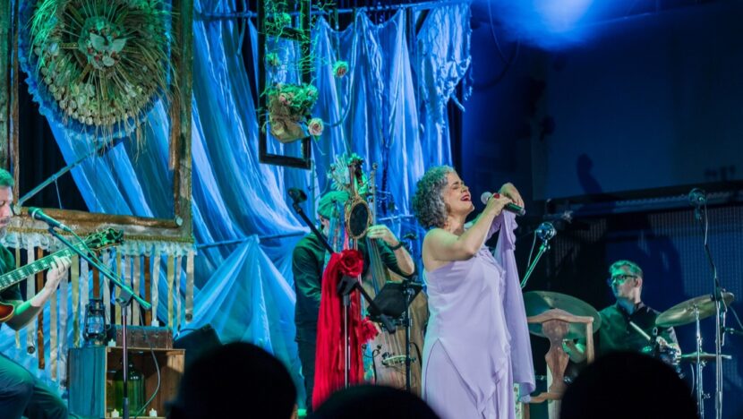 Cantora se apresenta no palco do Festival Sesc de Música