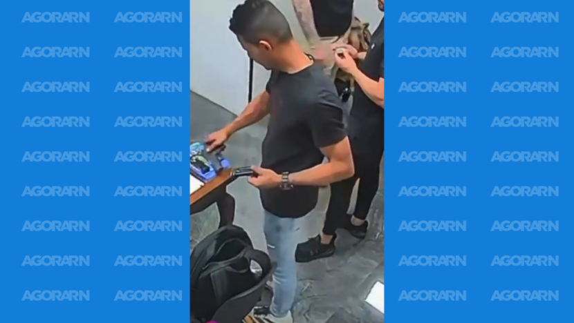 Imagem de câmera de segurança mostra homem manuseando arma em clube de tiro
