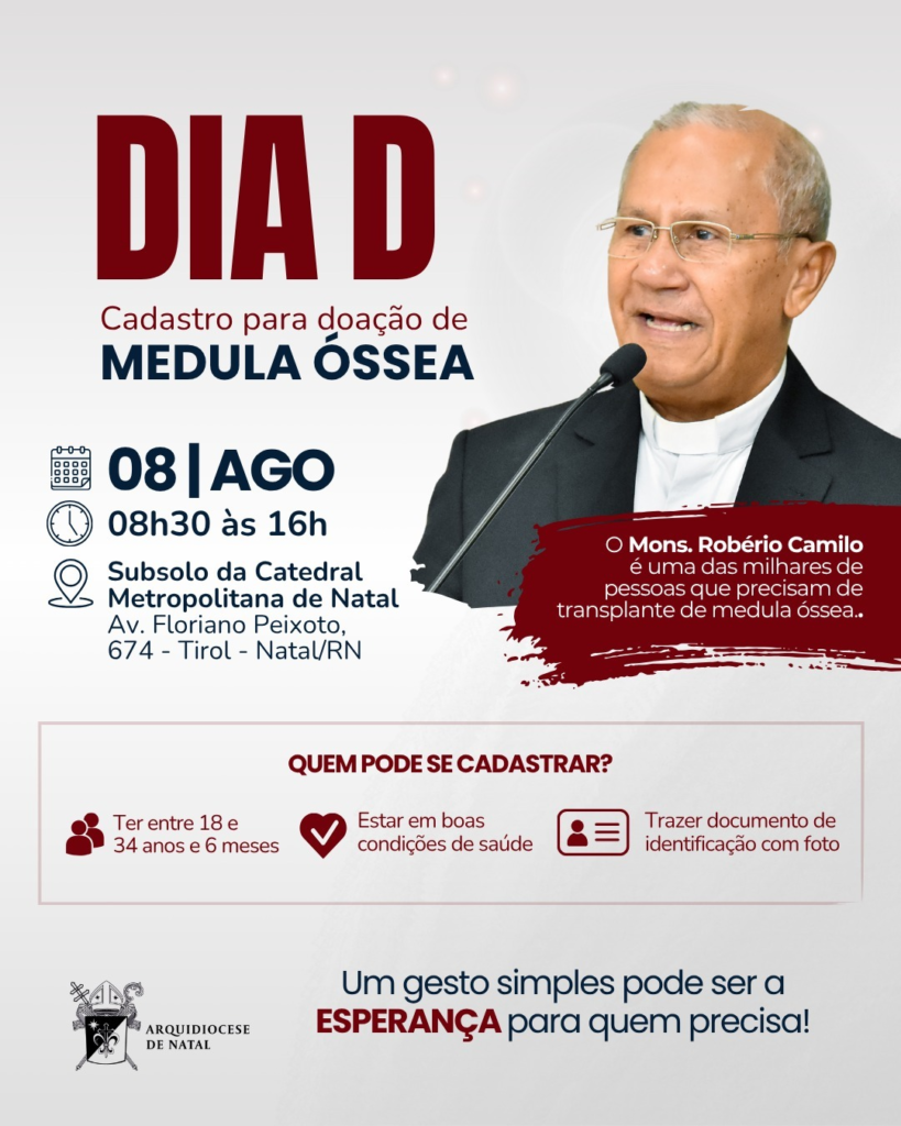 Arquidiocese promove dia d para cadastro de doadores de medula óssea em natal | notícias do rio grande do norte image