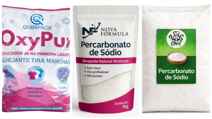 Imagem mostra alvejantes, tira-manchas e produtos à base de percarbonato de sódio que foram proibidos pela Anvisa