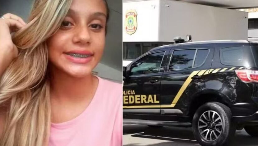 Maria Raquel e viatura da Polícia Federal em imagem de divulgação da prisão
