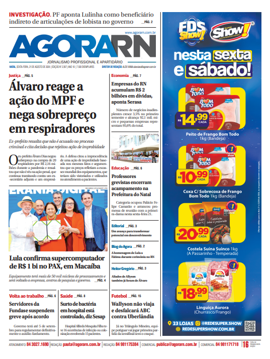 primeira pagina agorarn 210826