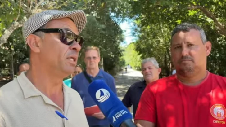 Presidente do Sindlimp concede entrevista durante mobilização de terceirizados do Idema