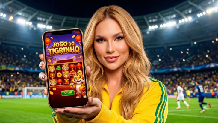 Virginia Fonseca aparece segurando um celular com referência ao Jogo do Tigrinho, em montagem relacionada a apostas online