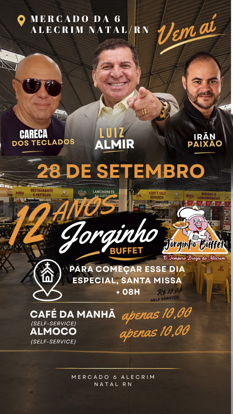 Cartaz da comemoração de 12 anos do Jorginho Buffet