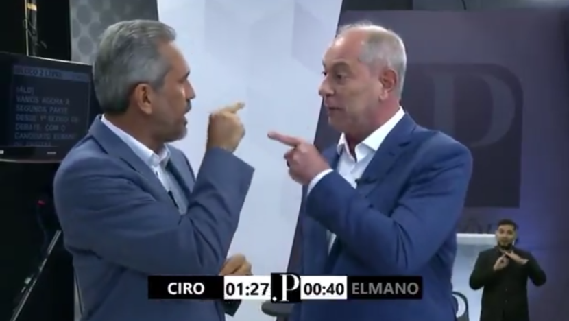 Ciro Gomes e Elmano de Freitas durante debate no Ceará