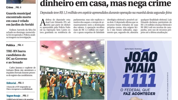 Capa do Agora RN, edição 2.414, de 15 de setembro de 2026