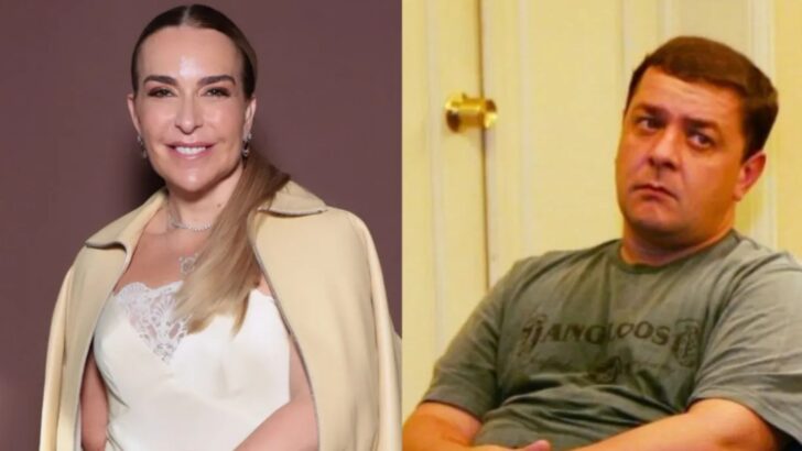 Montagem com dois retratos lado a lado: à esquerda, mulher loira de blazer claro; à direita, homem de camiseta verde