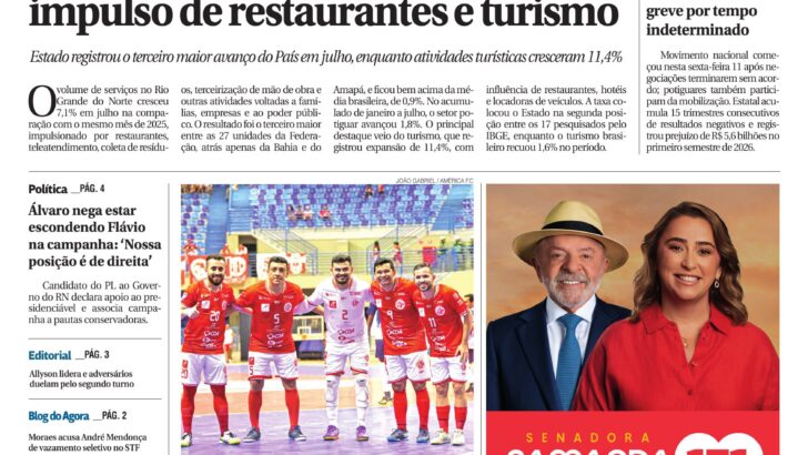 Capa do Agora RN, edição 2.413, de 12 e 13 de setembro de 2026