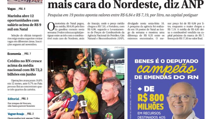 Capa do jornal Agora RN, edição 2.419, de terça-feira 22 de setembro de 2026