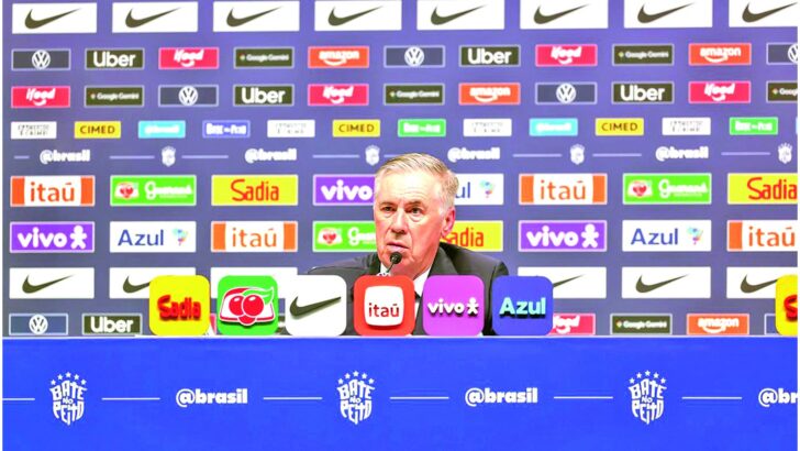 Carlo Ancelotti durante entrevista coletiva da Seleção Brasileira