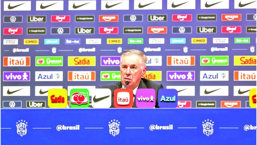 Carlo Ancelotti durante entrevista coletiva da Seleção Brasileira