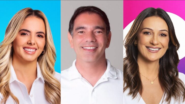 Montagem com Cinthia de Allyson, Dr. Gustavo Soares e Cristiane Dantas, candidatos a deputado estadual no Rio Grande do Norte