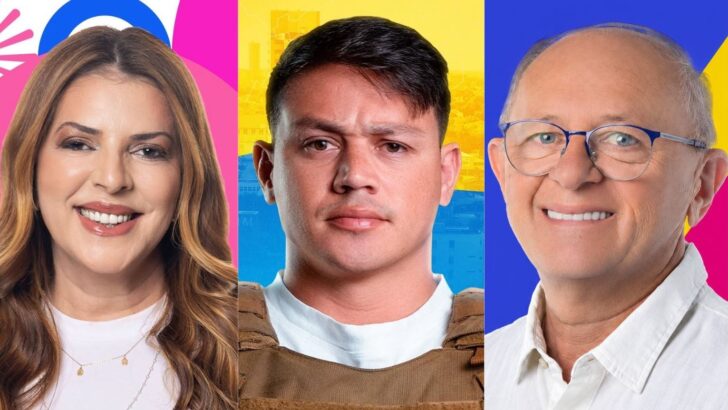 Montagem com Nina Souza, Cabo Deyvison e Benes Leocádio, candidatos a deputado federal no Rio Grande do Norte