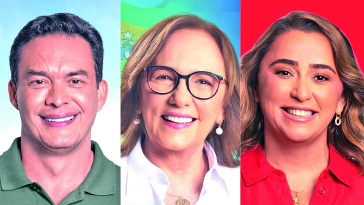 Montagem com Styvenson Valentim, Zenaide Maia e Samanda de Lula, candidatos ao Senado pelo Rio Grande do Norte