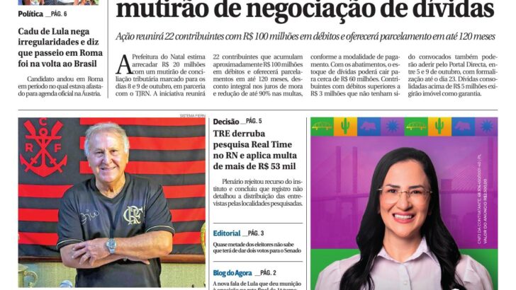 Capa do Agora RN, edição 2.425, de 30 de setembro de 2026