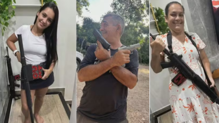 Imagem mostra família de religiosos com armas
