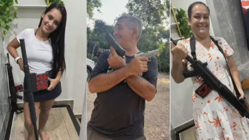 Imagem mostra família de religiosos com armas