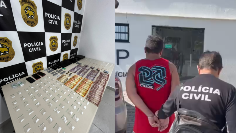 Fotos da polícia realizando a prisão