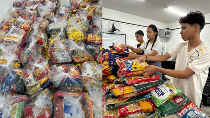 Estudantes da Escola Estadual Santos Dumont participam da quarta edição da Gincana Sustentável, que arrecadou mais de 15 toneladas de materiais em Parnamirim. - Foto: Cedida