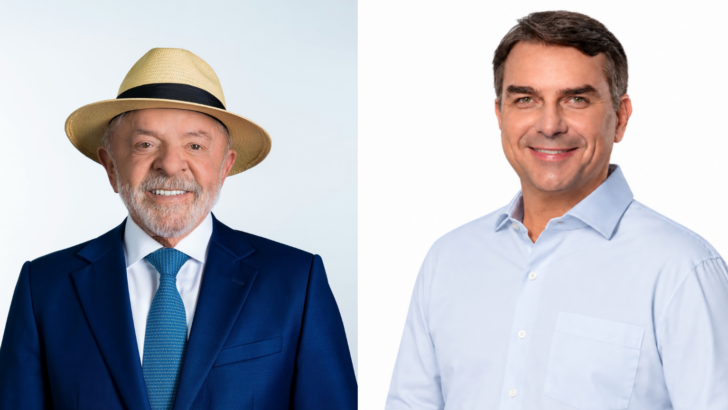 Montagem reúne fotografias de Luiz Inácio Lula da Silva e Flávio Bolsonaro