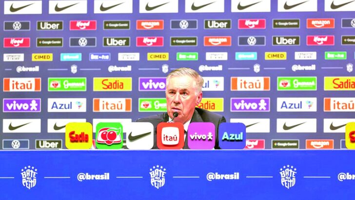 Carlo Ancelotti durante entrevista coletiva da Seleção Brasileira