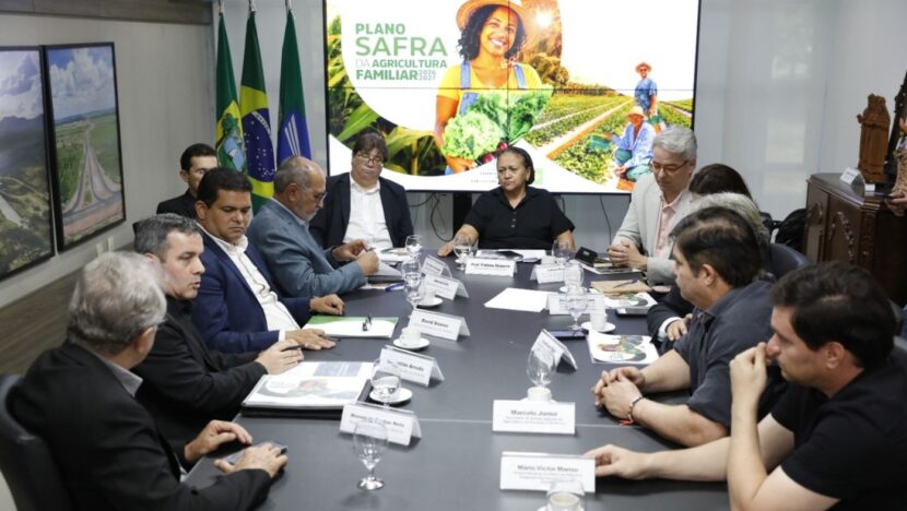 Fátima Bezerra e representantes de instituições durante apresentação do Plano Safra