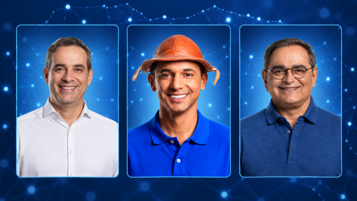 Cadu, Allyson Bezerra e Álvaro Dias em montagem sobre resultados regionais da Pesquisa Exatus