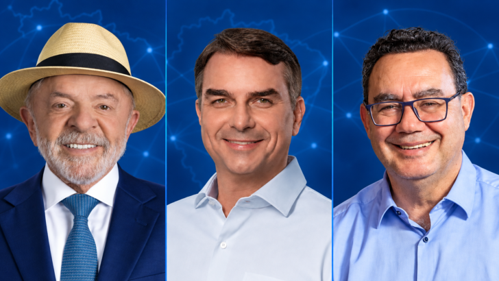 Montagem com Lula, Flávio Bolsonaro e Augusto Cury na pesquisa Exatus para presidente no RN
