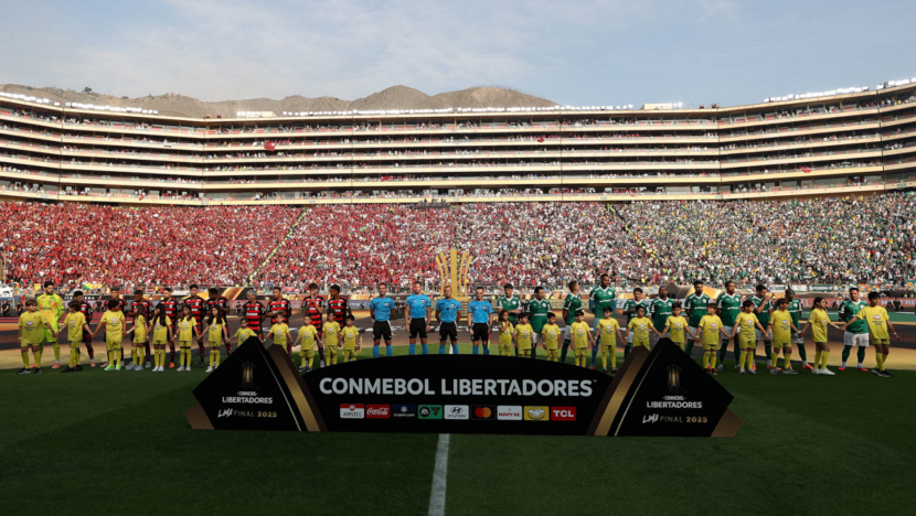 Jogadores de Flamengo e Palmeiras em campo