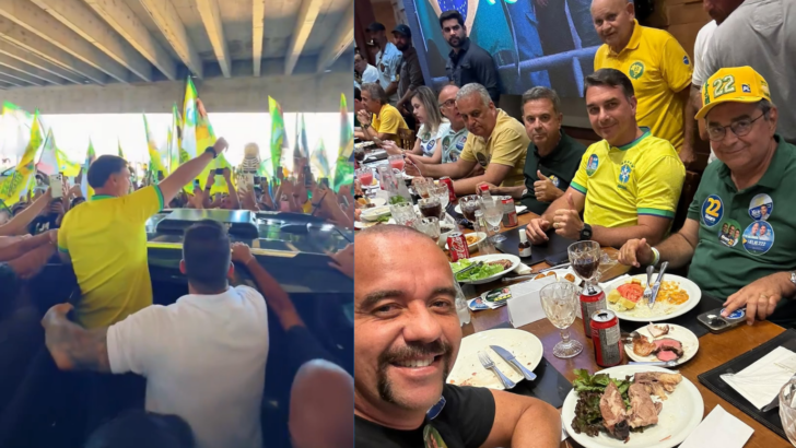 Flávio Bolsonaro durante agenda de chegada e almoço com aliados em Natal