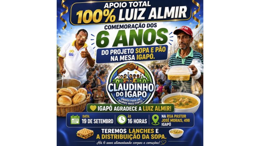 Cartaz dos seis anos do projeto Sopa e Pão na Mesa