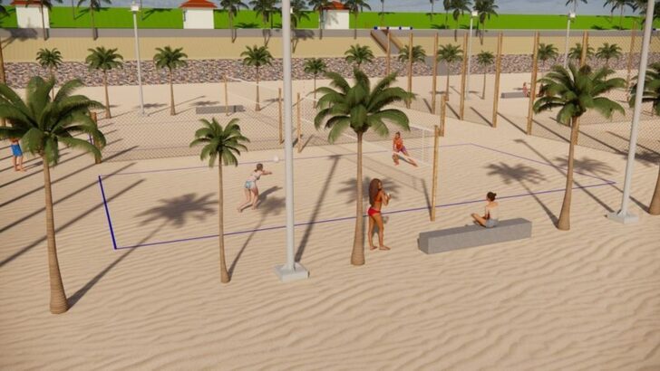 Projeto de quadras esportivas na areia de Ponta Negra