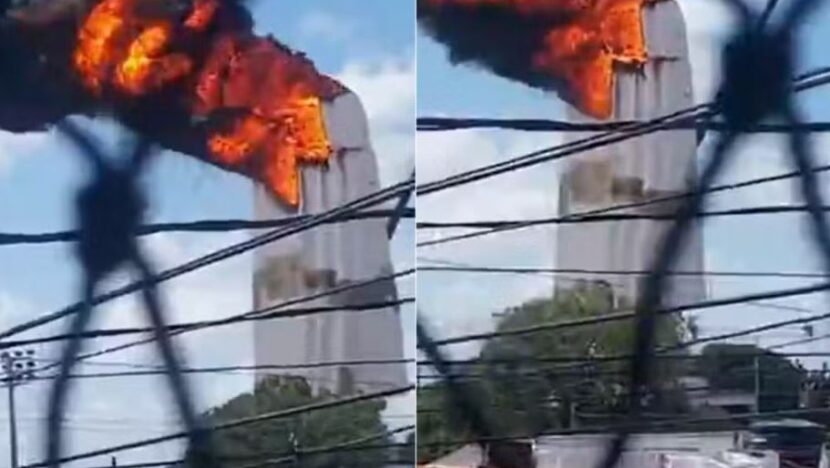 Montagem mostra incêndio em peças da estátua de Nossa Senhora de Fátima