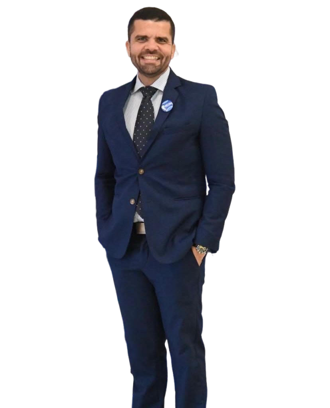 Pablo thiago posa de terno azul