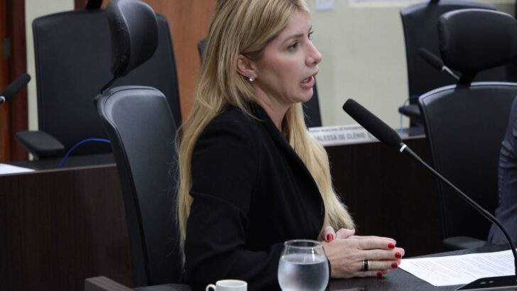 Vereadora Carol Pires durante atividade na Câmara Municipal de Parnamirim