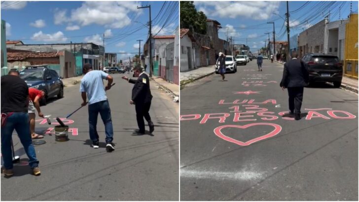 Servidores da Justiça Eleitoral removeram pintura - Foto: Reprodução