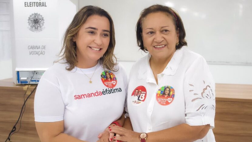 Candidata ao Senado Samanda de Lula (PT) vota em Natal acompanhada da governadora Fátima Bezerra (PT) - Foto: Assessoria
