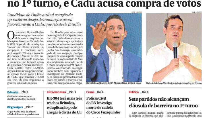 Capa do Agora RN, edição 2.429, de 6 de outubro de 2026
