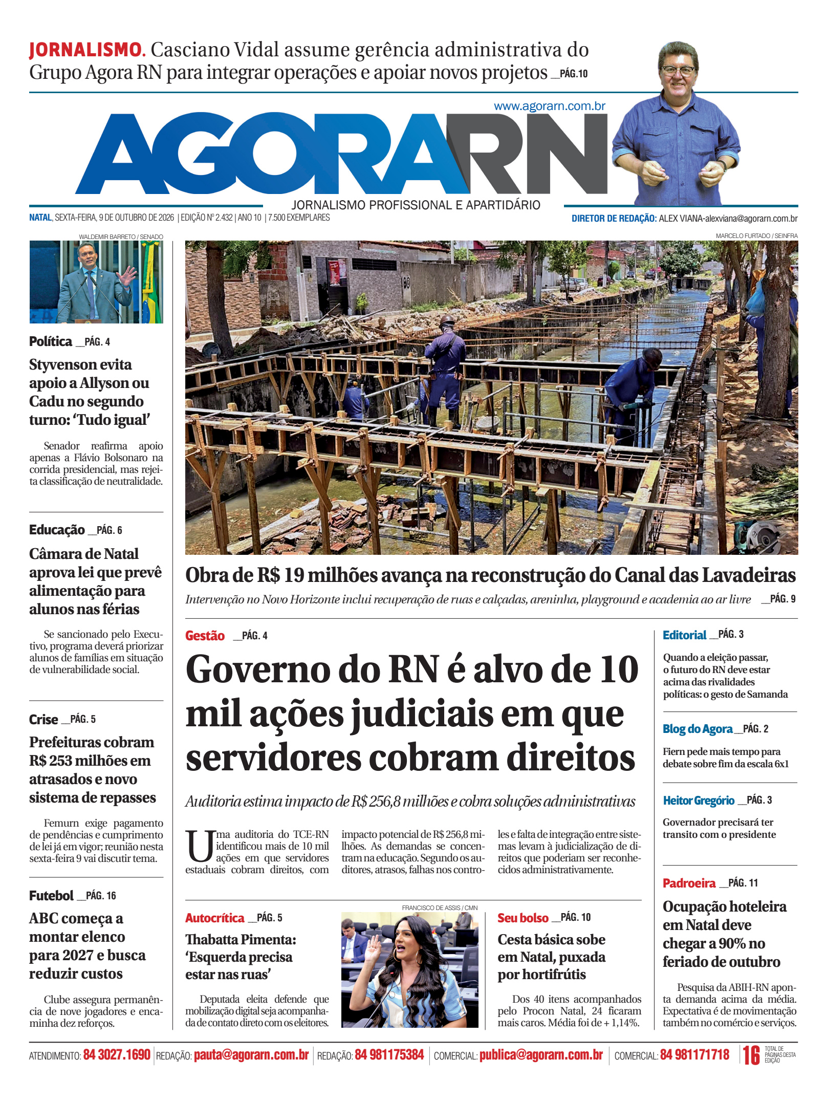 Capa do PDF da edição 2.432 do Agora RN de 9 de outubro de 2026