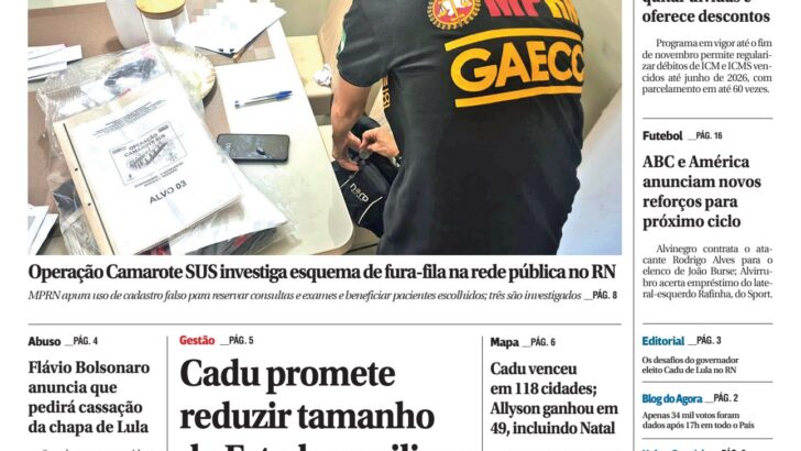 Capa da edição 2.443 do Agora RN, de 27 de outubro de 2026