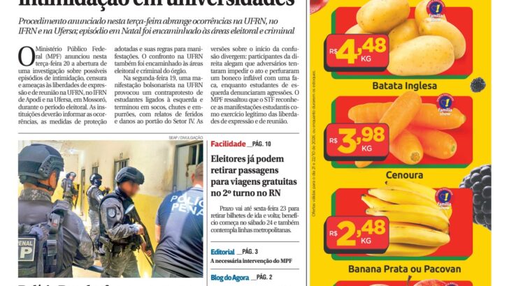 Capa da edição 2.439 do Agora RN, de 21 de outubro de 2026