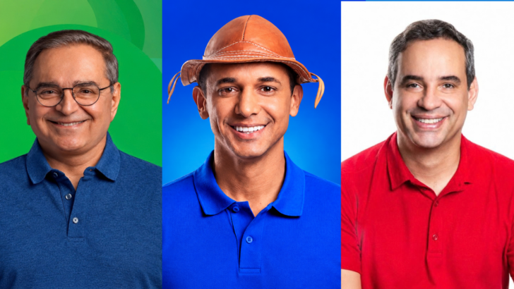Montagem com os três candidatos ao Governo do Rio Grande do Norte retratados na matéria
